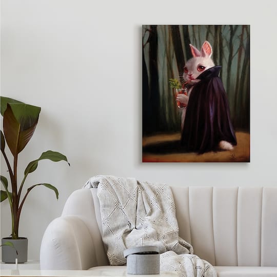 Stupell Industries Vampire Rabbit Drinking Bloody Mary Dark Forest Canvas Wall Art